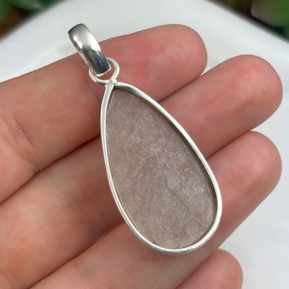 Sterling Silver 925 Peach Moonstone Pendant Cherry Quartz Necklace New - Picture 9 of 11